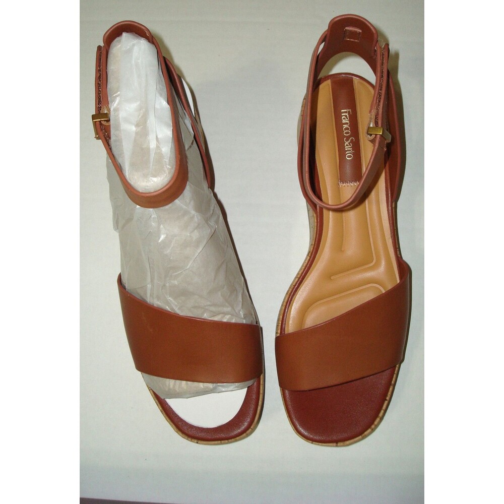 New Womens 11 M Sandals Shoes Franco Sarto Wedge Terry Platform Cognac Brown NIB